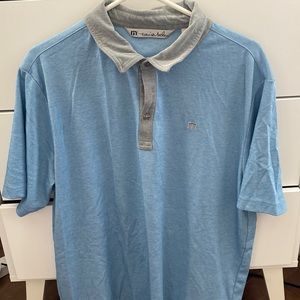 Travis Mathew Golf shirt (Large)  light blue with gray collar